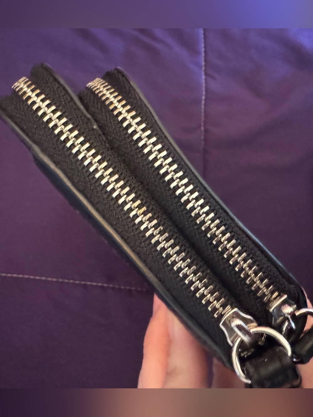 Coach Black Pebbled Double Zip Leather Wristlet EUC - Picture 4 of 12